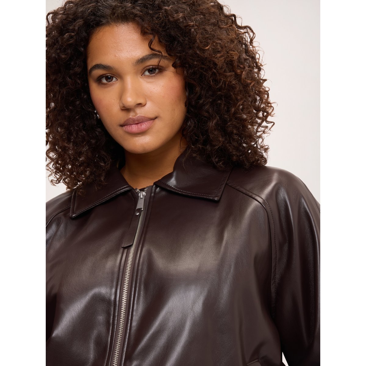 Veste motard avec cordon de serrage au bas marron, FIORELLA RUBINO