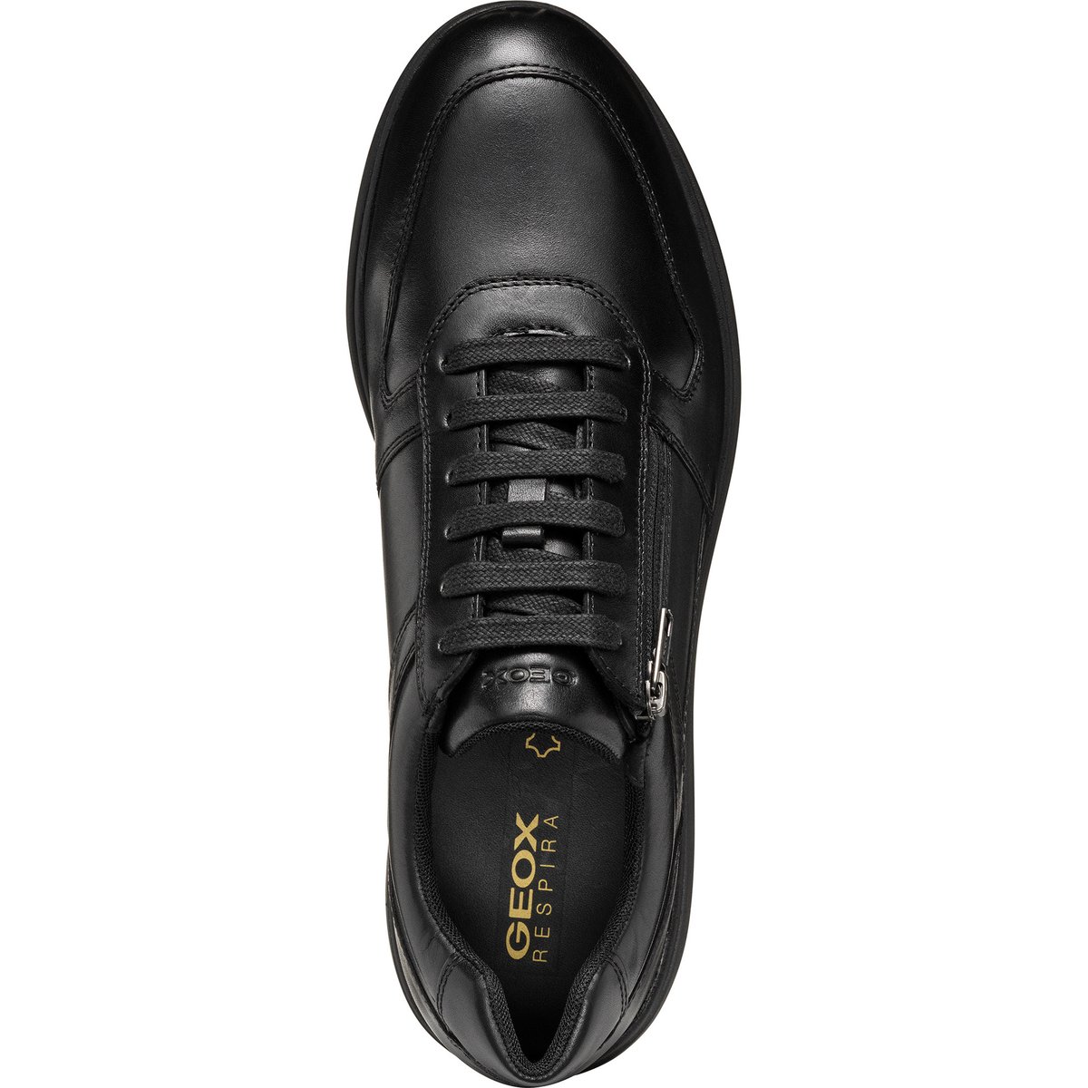 Baskets respirantes zippées en cuir Spherica EC12 noir, GEOX