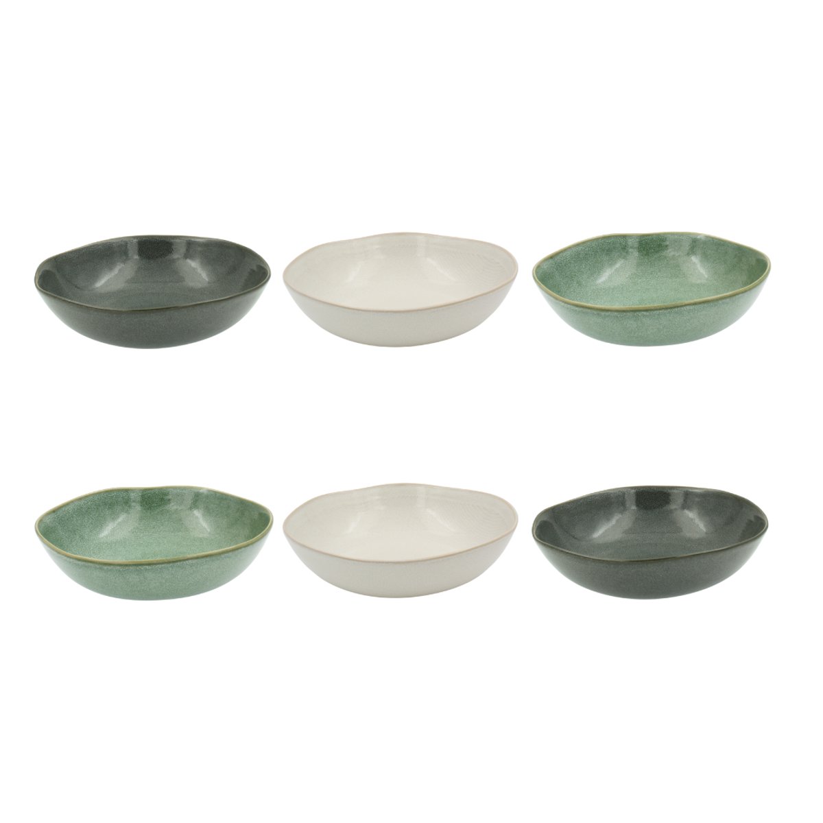 Lot de 6 assiettes creuses, MILA vert, ARTIME