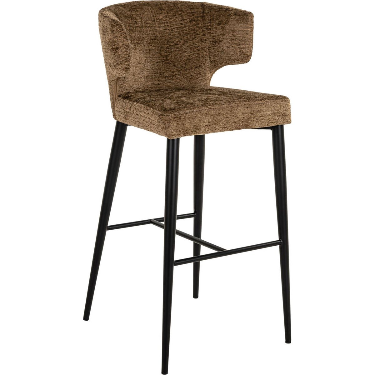 Tabouret de bar en tissu texturé brandy fusion, RECOLLECTION