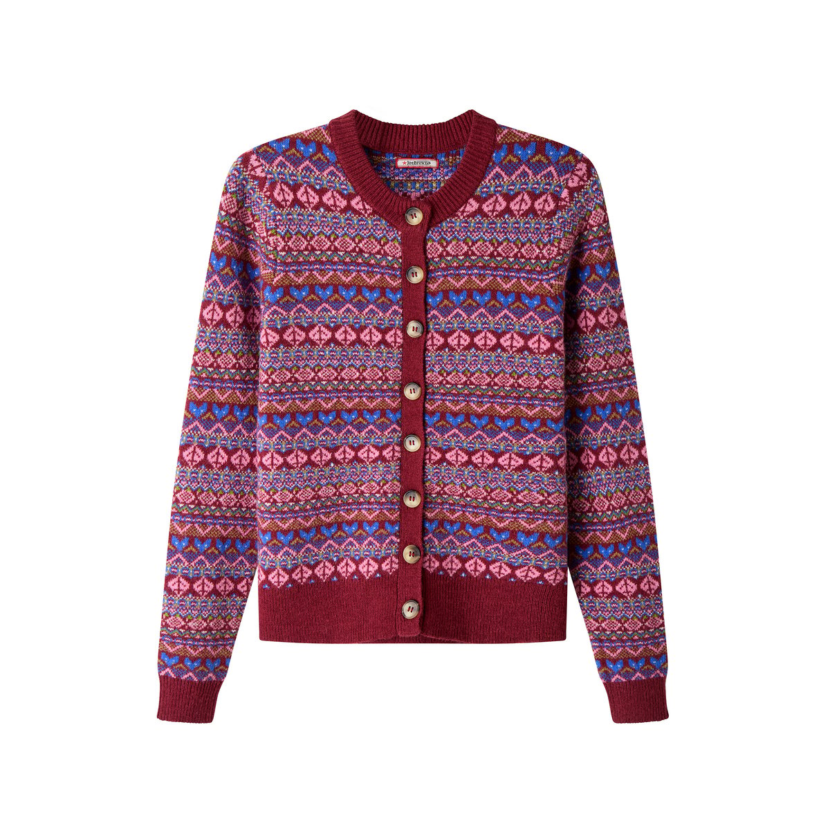 Cardigan Fair Isle Jours d'Automne rouge, JOE BROWNS