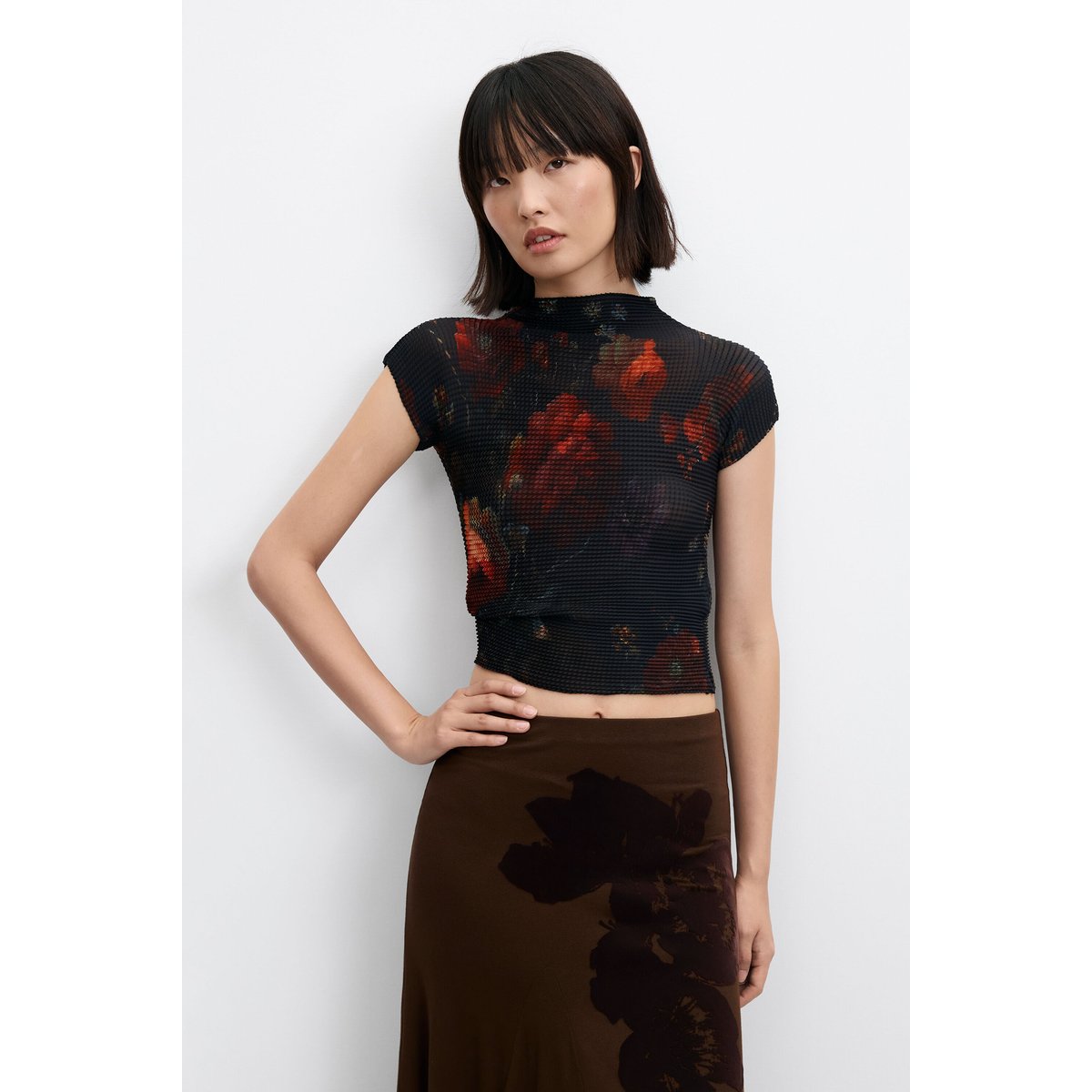 blouse à imprimé fleuri noir, DESIGUAL