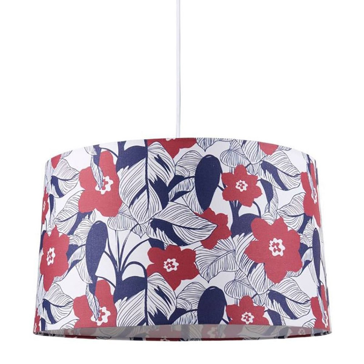 Suspension cylindrique tissu Hippie D40 bleu, DECORATIE