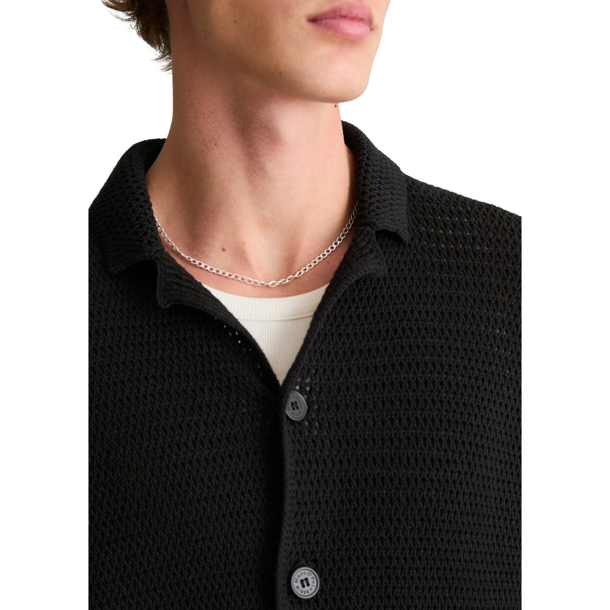 Cardigan à manches courtes relaxed avec structure ajourée noir, MARC O’POLO DENIM