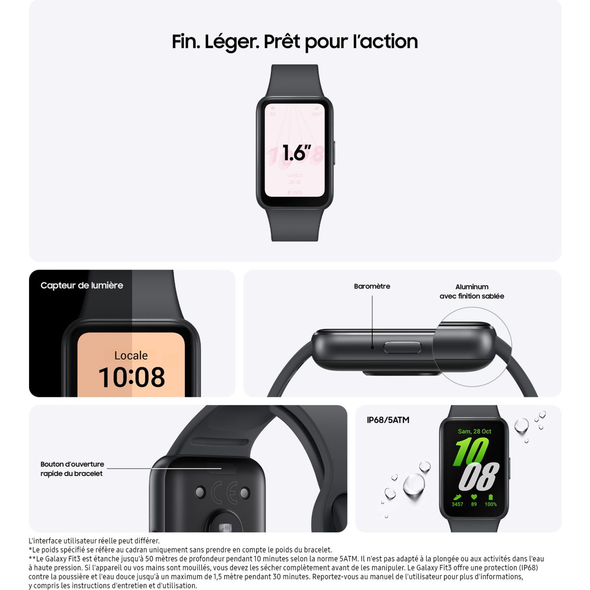 Montre santé Galaxy Fit3 Gris gris, SAMSUNG
