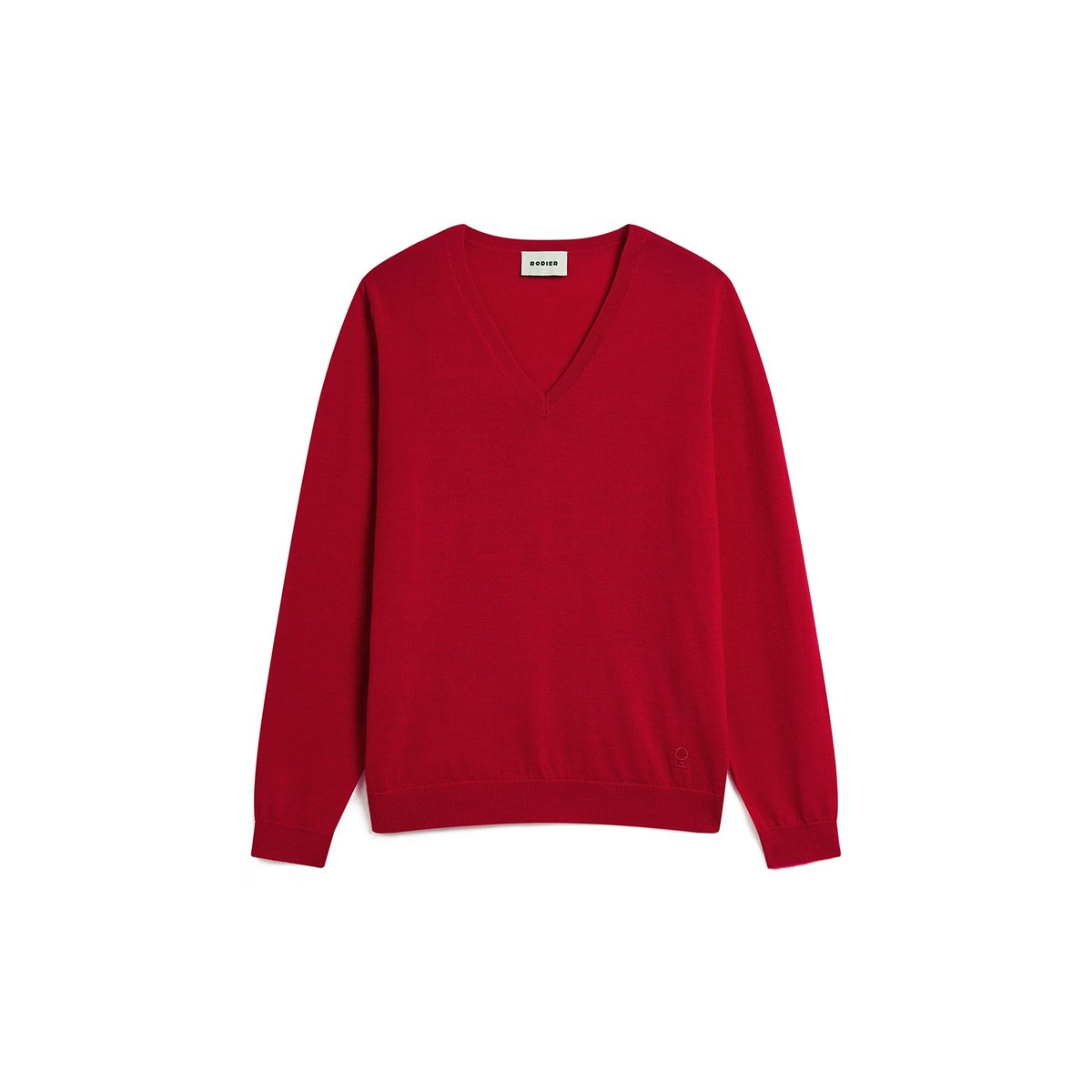 Pull col V en laine mérinos rouge, RODIER