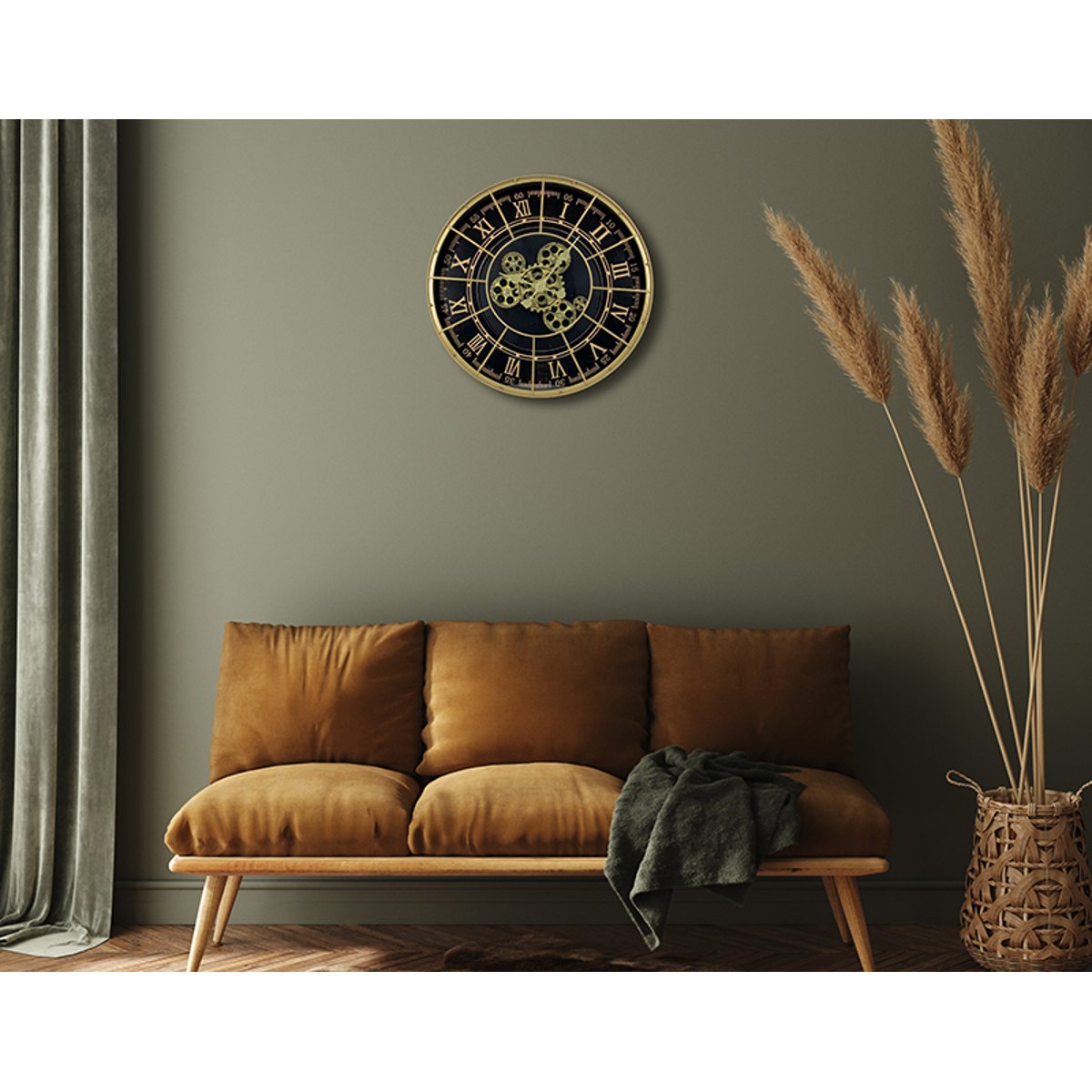 Horloge métal rivets 48cm noir, EMDE