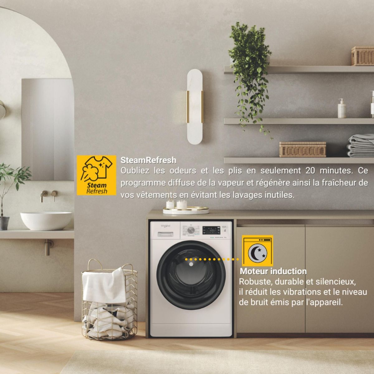 Lave linge hublot FFBP9489BVFR - 9 kg - 1400 tr/min - Classe A - Moteur induction couleur unique, WHIRLPOOL