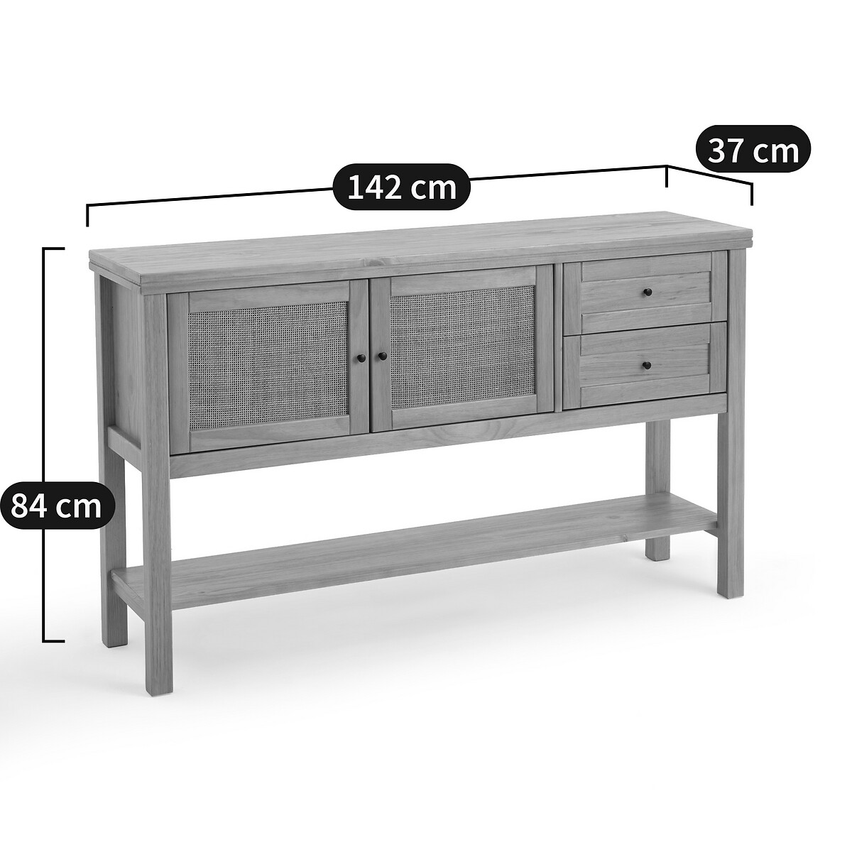 Buffet enfilade pin massif et cannage Gabin naturel, LA REDOUTE INTERIEURS