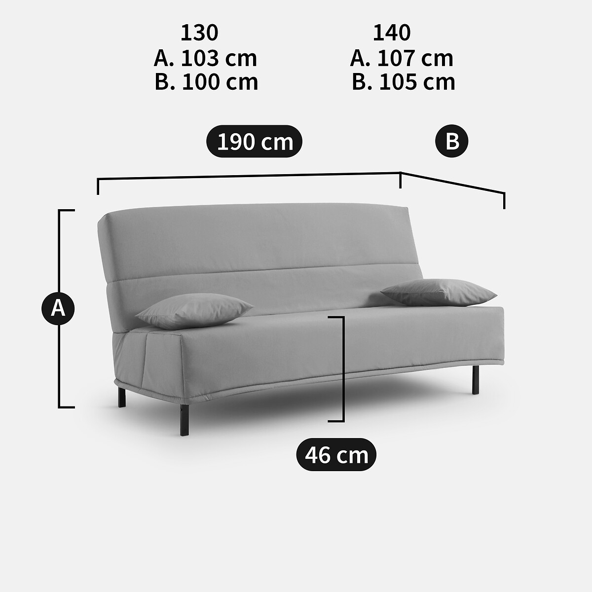 Clic-clac slaapbank schuim HR35 15 cm, 18 latten, Derek eucalyptus, SO'HOME