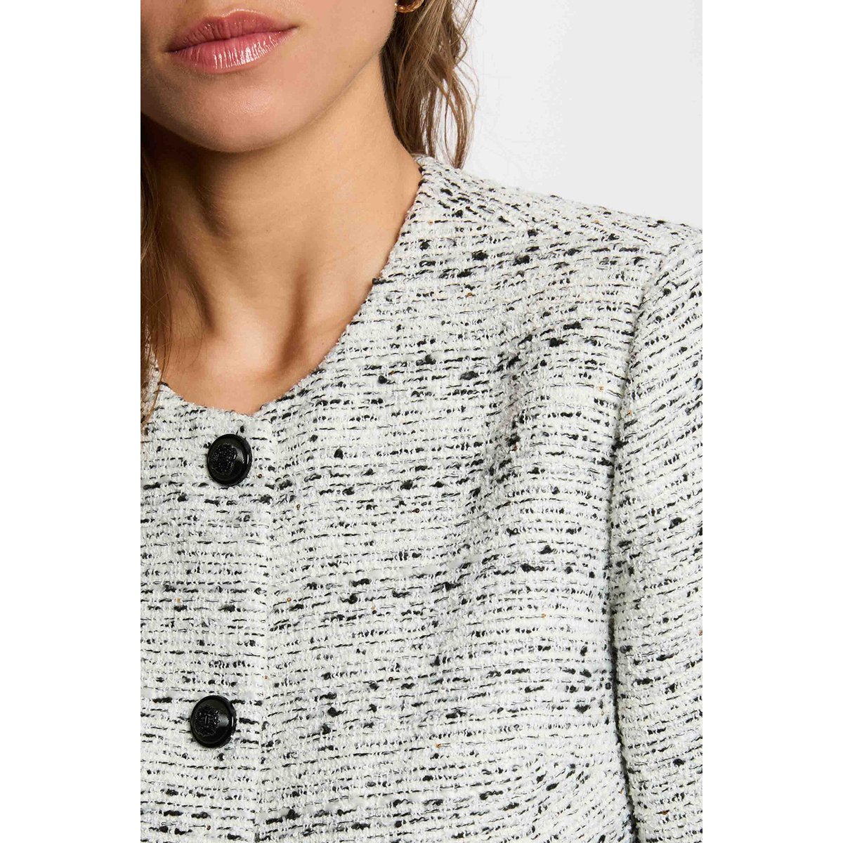 Veste droite col rond ivoire, MORGAN