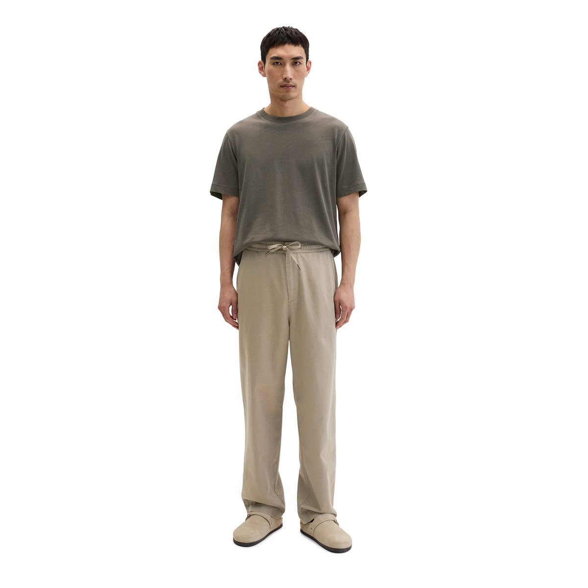 Chino modèle Mossbo Jogger wide en mélange de TENCEL™ Lyocell et de lin beige, MARC O'POLO