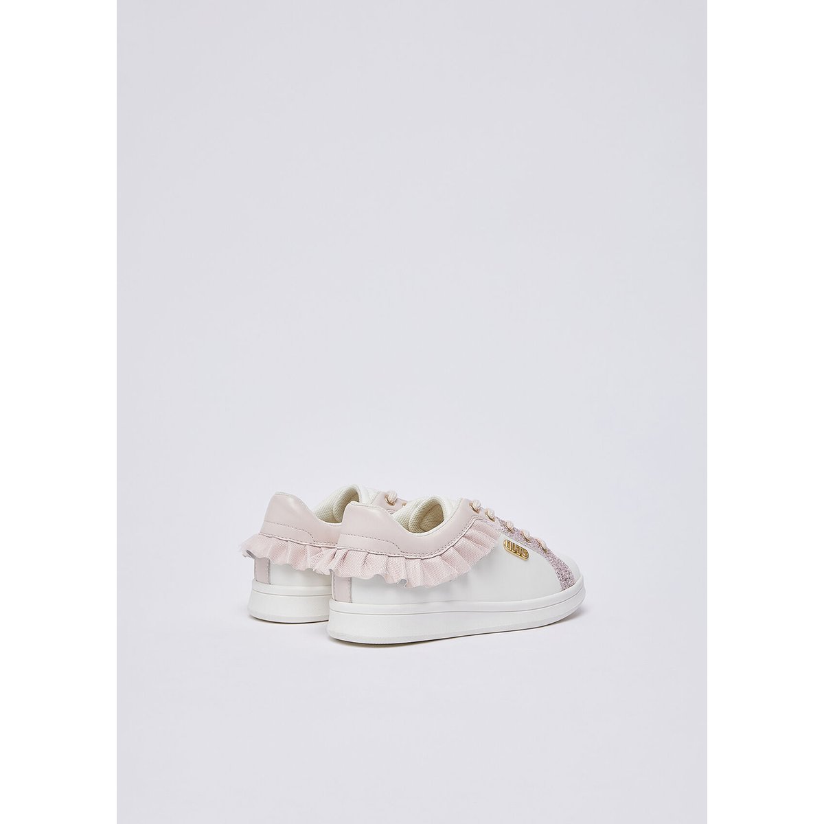 Sneakers avec glitter et ruches blanc et rose, LIU JO