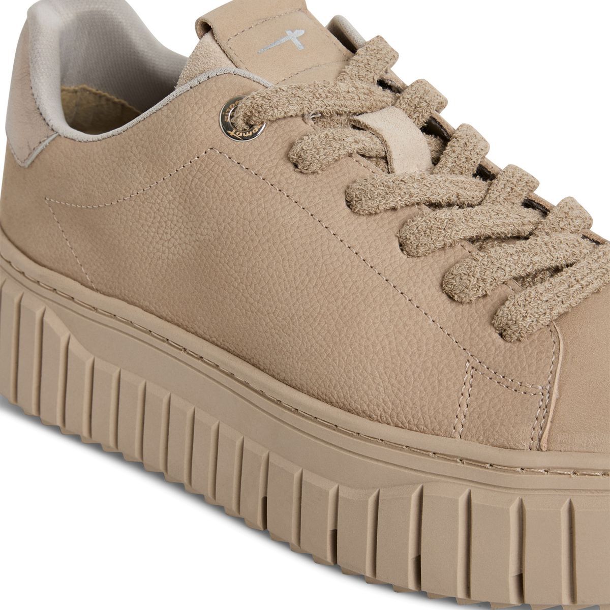 Basket en cuir marron antilope, TAMARIS