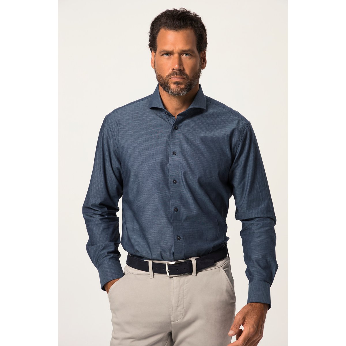 Chemise de ville à manches longues bleu marine, JP1880