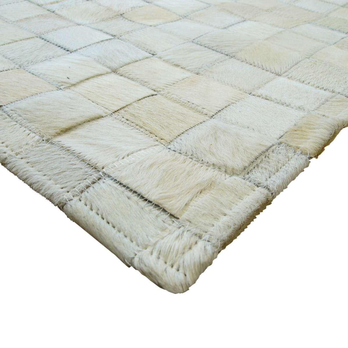 Tapis en cuir recyclé mosaïque CUIR MOZAIQUE blanc, THE DECO FACTORY