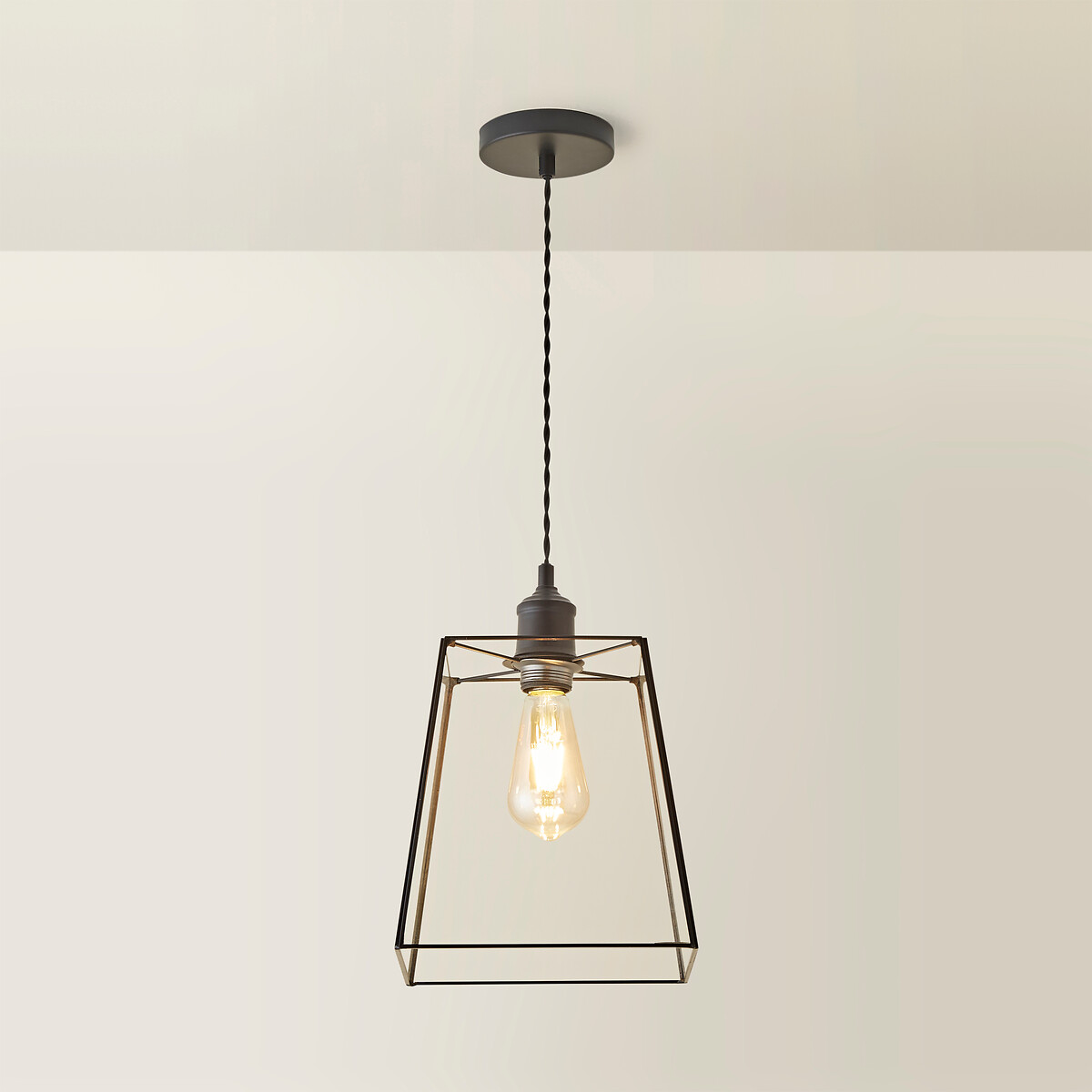 Sylvia Glass Lantern Pendant Light in Matte Black black, ÉDITÉ
