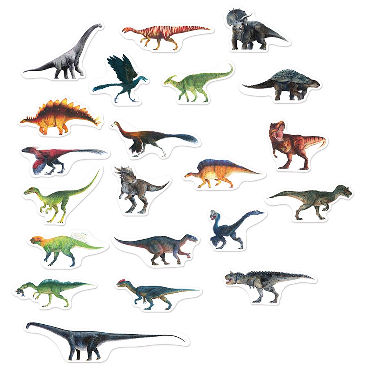 Set de 21 magnets dinosaures Museum couleur unique, VILAC