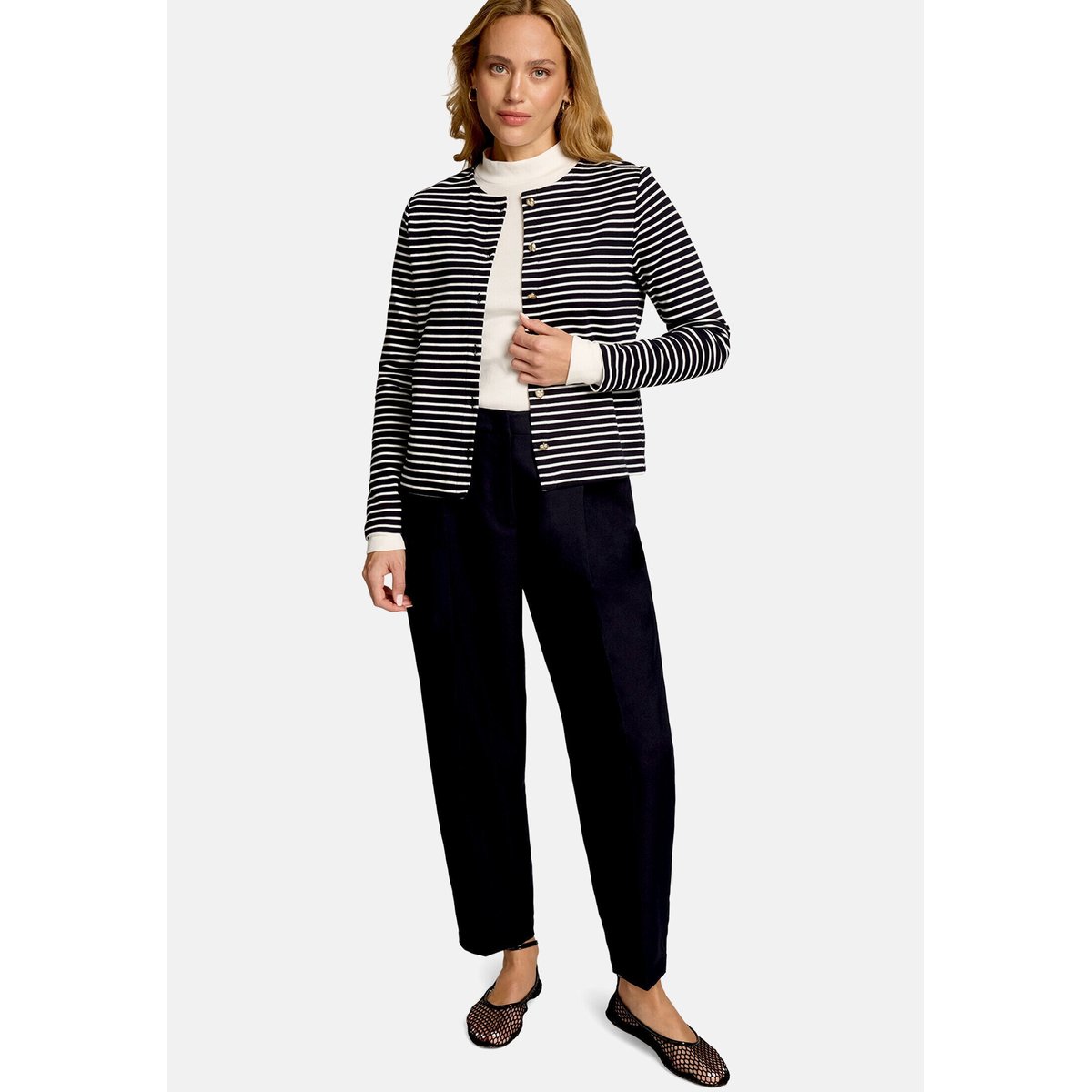 Veste molletonnée à patte de boutonnage dark bluecream, ZERO