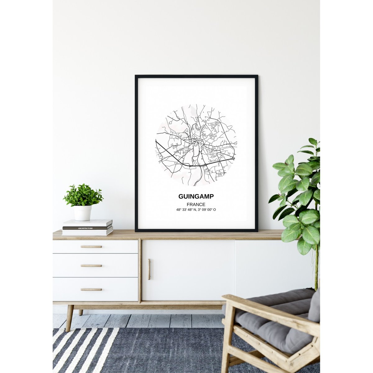 Affiche Carte Guingamp blanc, L'AFFICHERIE
