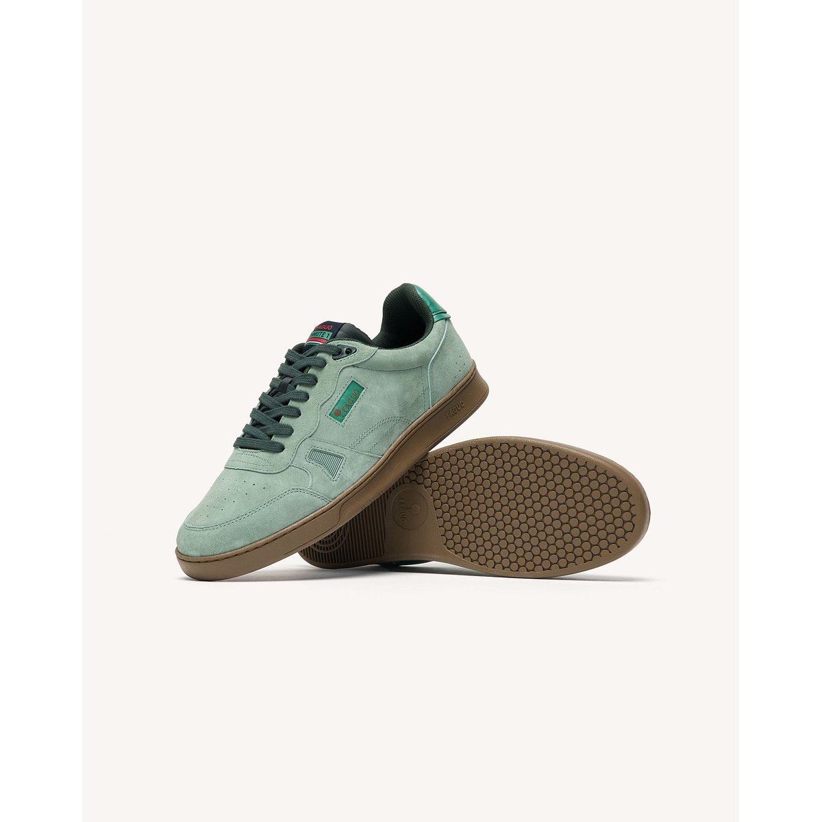 Baskets basses en cuir nubuck vert clair, FAGUO