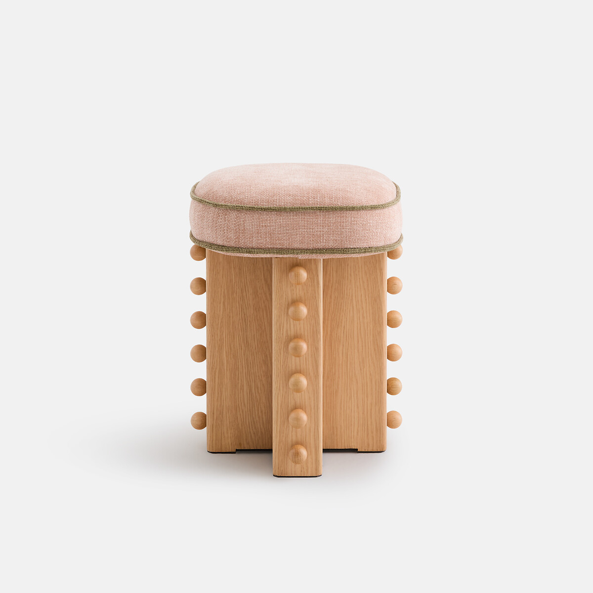Tabouret rembourré, en chêne et plaqué et tissu texturé, VATHALIE chêne, LA REDOUTE INTERIEURS