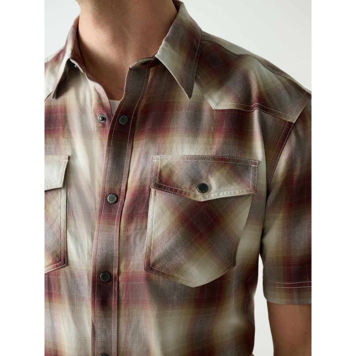 Chemise à carreaux western et manches courtes rouge, NEXT