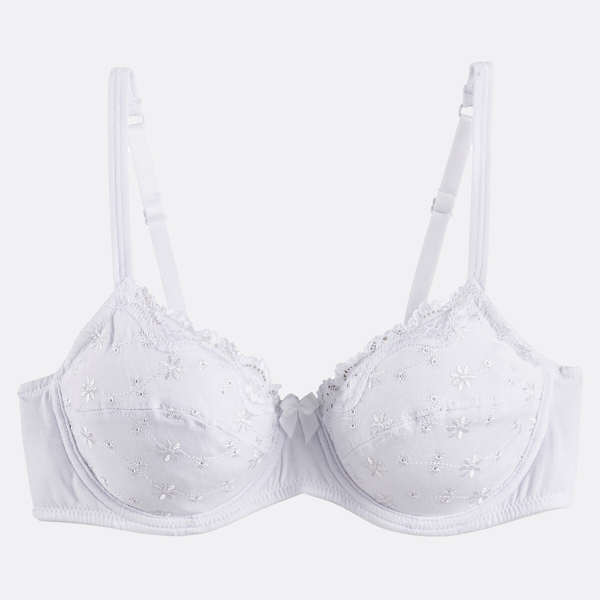 Soutien-gorge emboîtant en coton brodé Galya blanc, LA REDOUTE COLLECTIONS