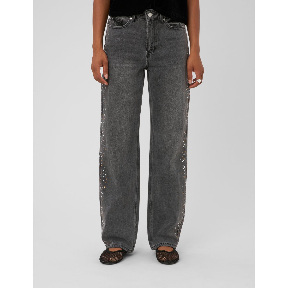 Jean droit strass gris foncé, BZB