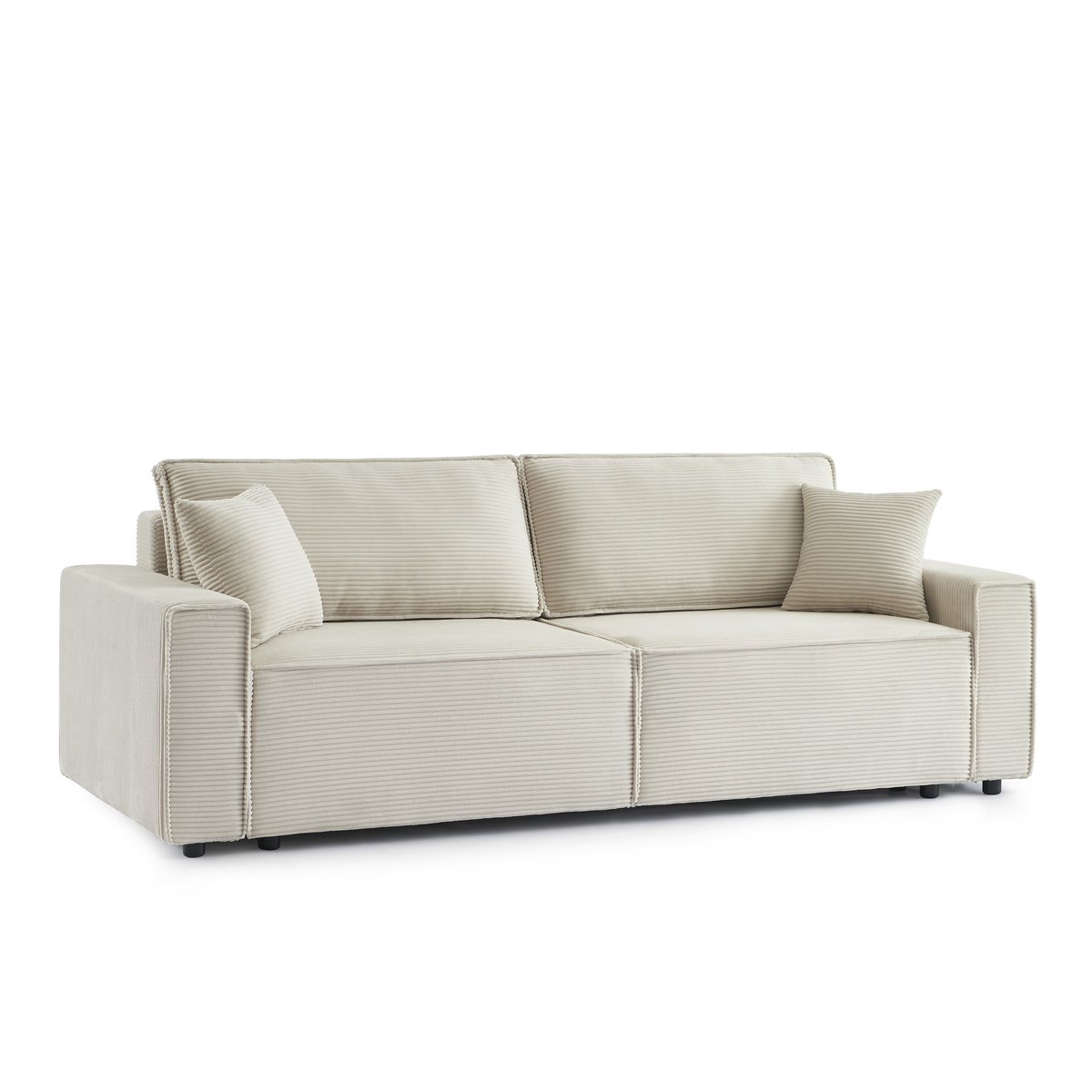 Canapé droit convertible velours  ZOLA beige, BAÏTA