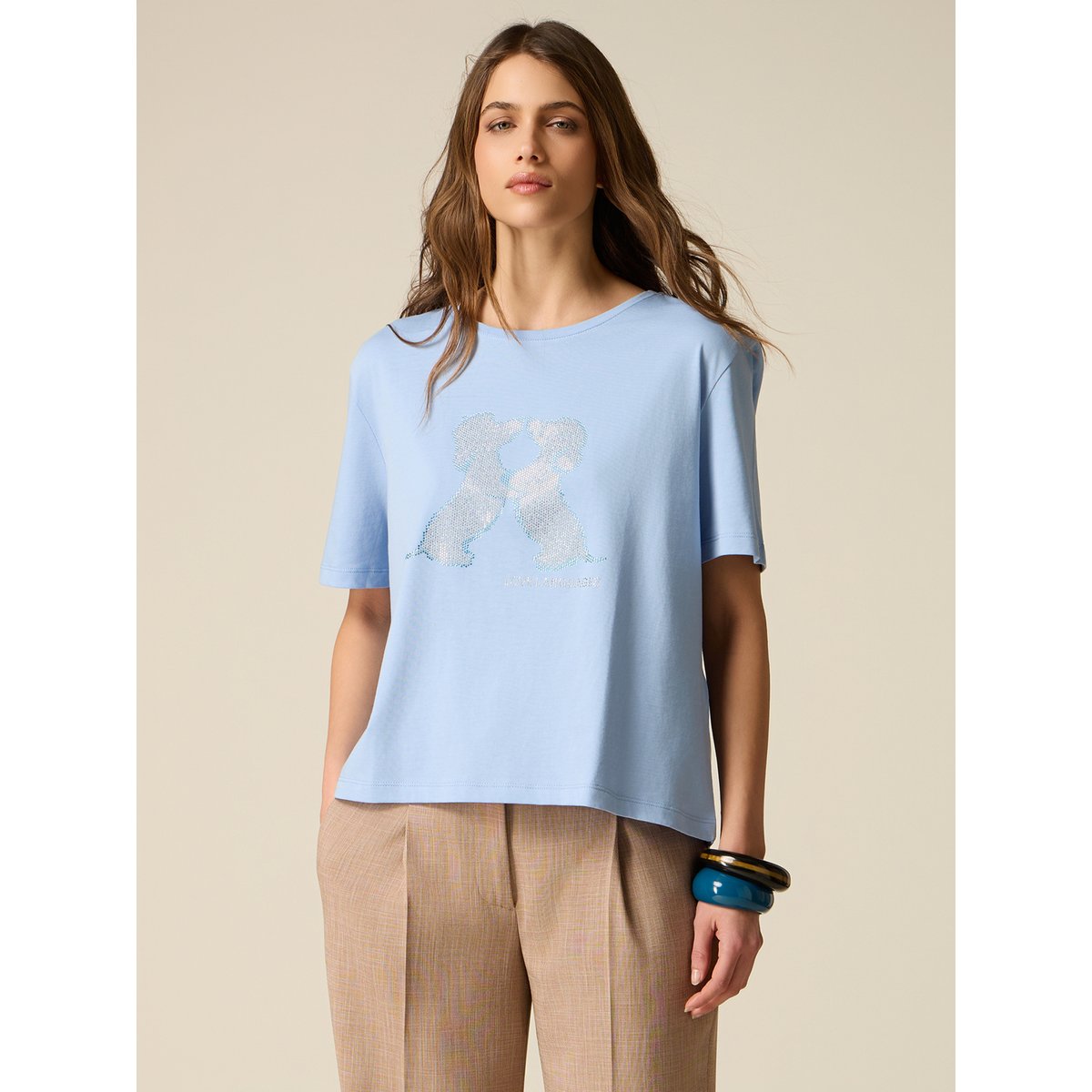 T-shirt manches courtes avec applications light - blue, OLTRE
