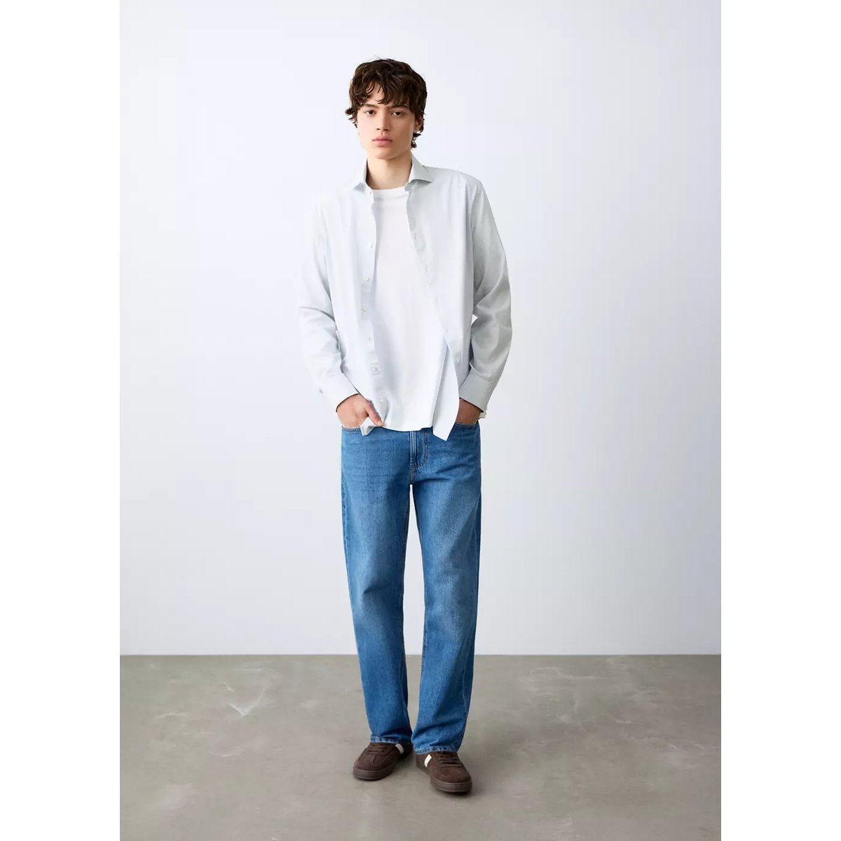 Chemise classic-fit rayures bleu ciel, MANGO TEEN