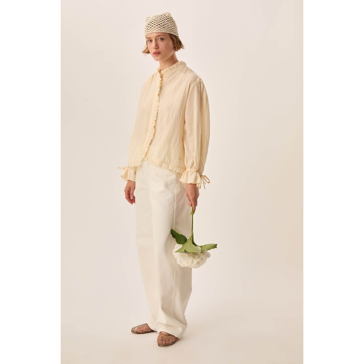 Blouse à volants, TOLUCA jaune clair, DES PETITS HAUTS