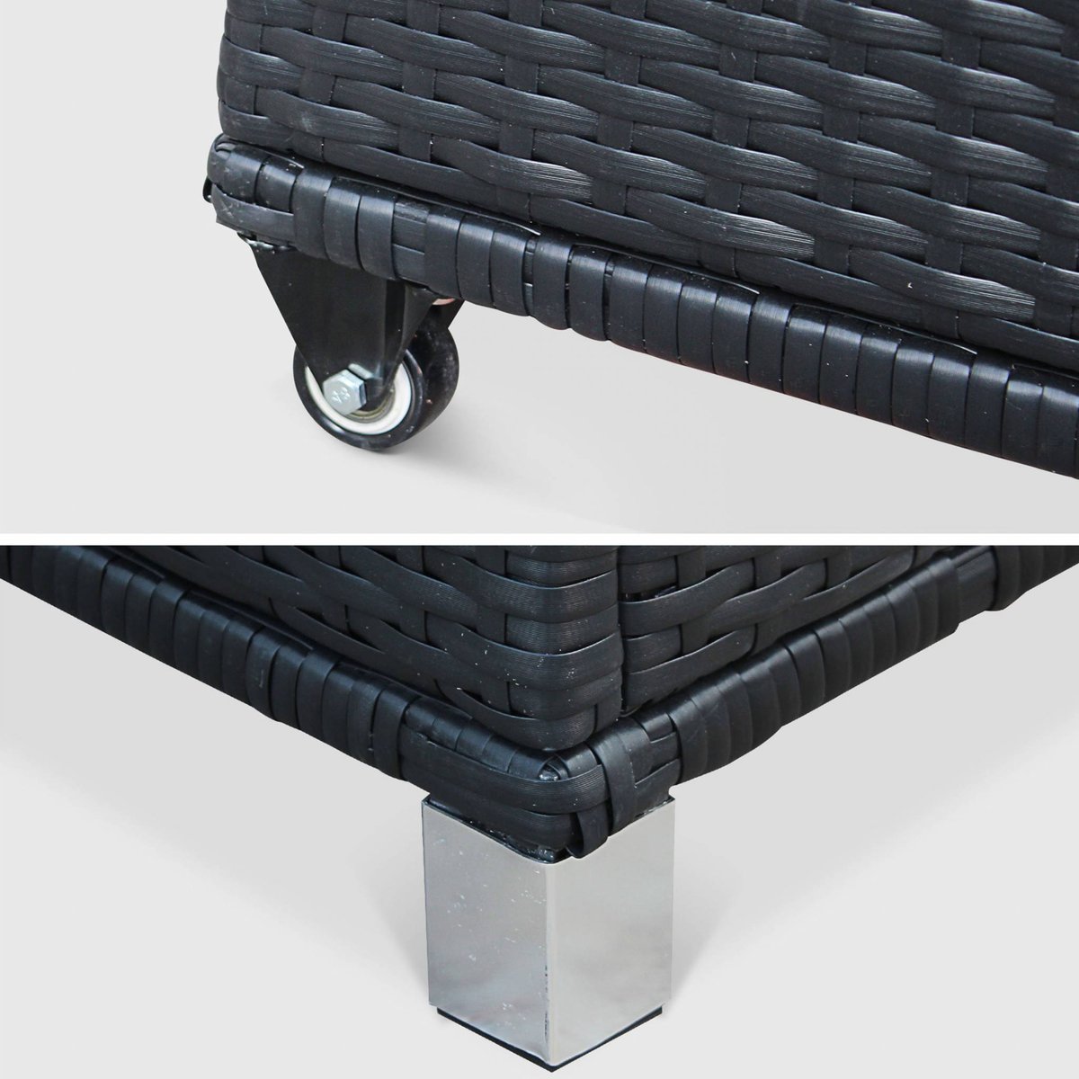 Coffre de jardin résine tressée 790L CASSAPANCA nuances de gris, SWEEEK
