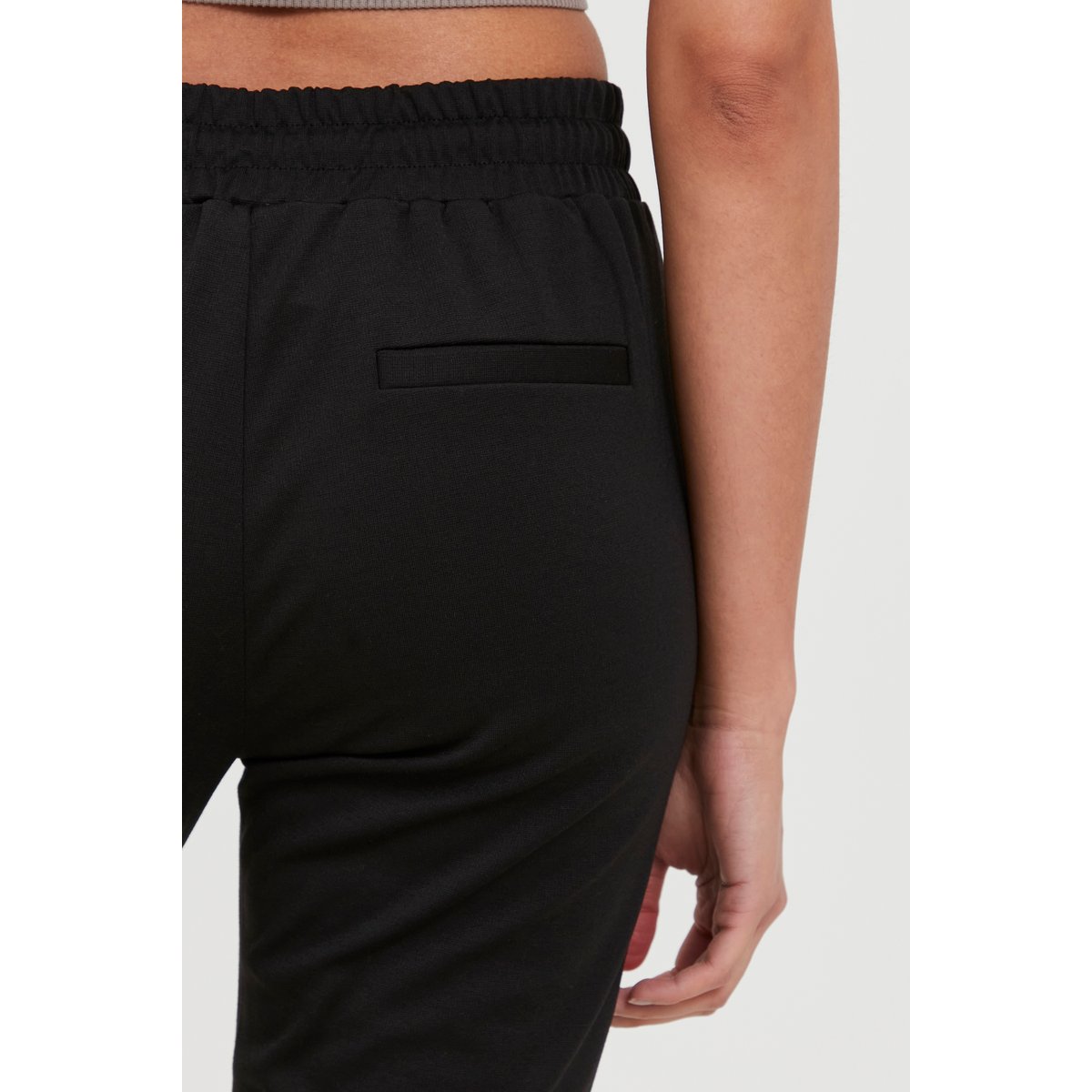 Pantalon coupe slim, taille élastiquée noir, ICHI
