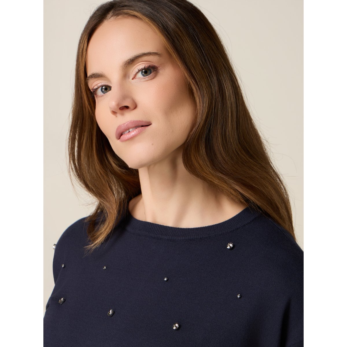 Pull avec cristaux bleu, OLTRE