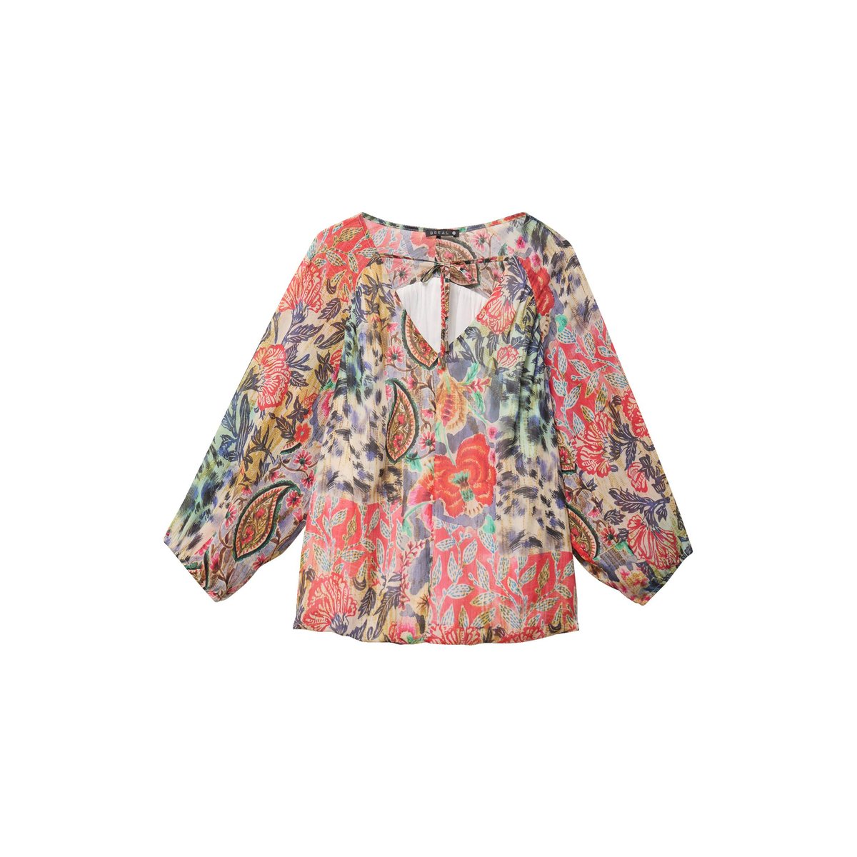 Blouse cintrée col v manches 3/4 multicolore, BREAL