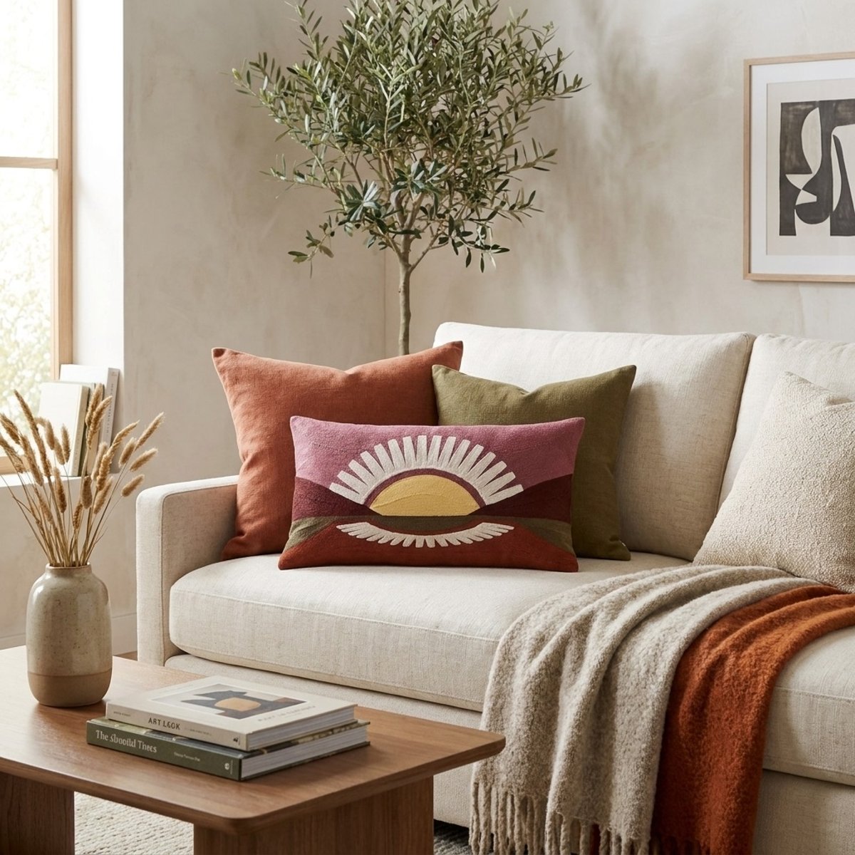Coussin brodé Balade Radieuse bordeaux, EDEN