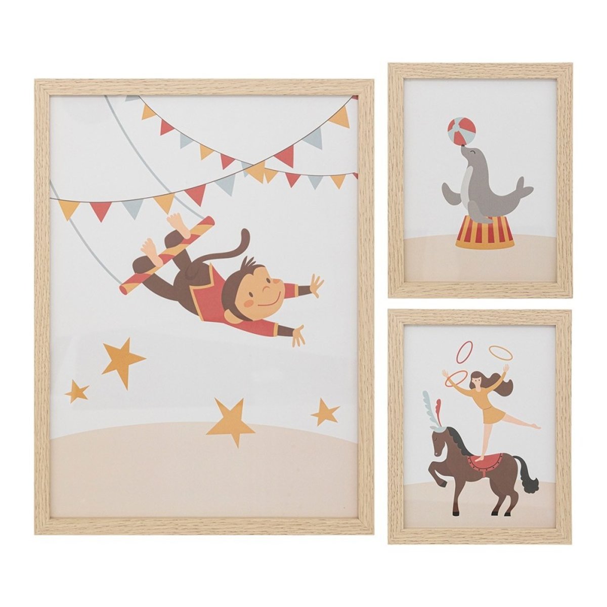Lot de 3 cadres déco Circus beige, ATMOSPHERA