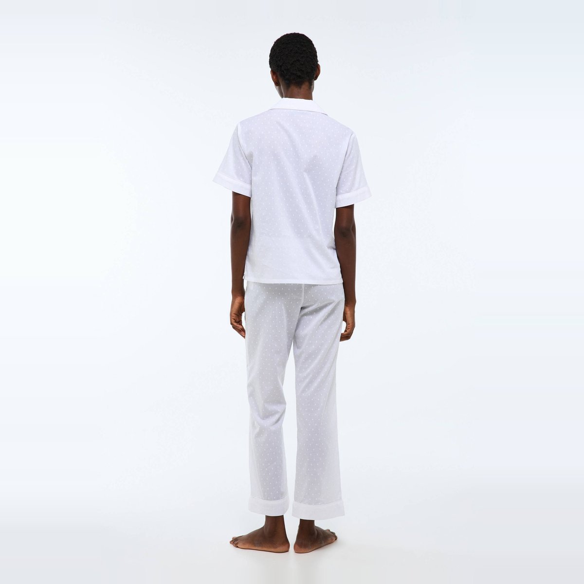 Pyjashort uni en plumetis de coton bio GOTS blanc, MONOPRIX