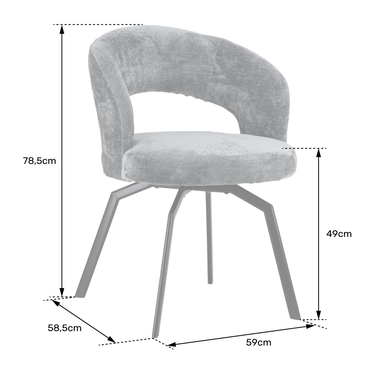 Chaise en chenille, EHBA gris, noir, HAPPY GARDEN