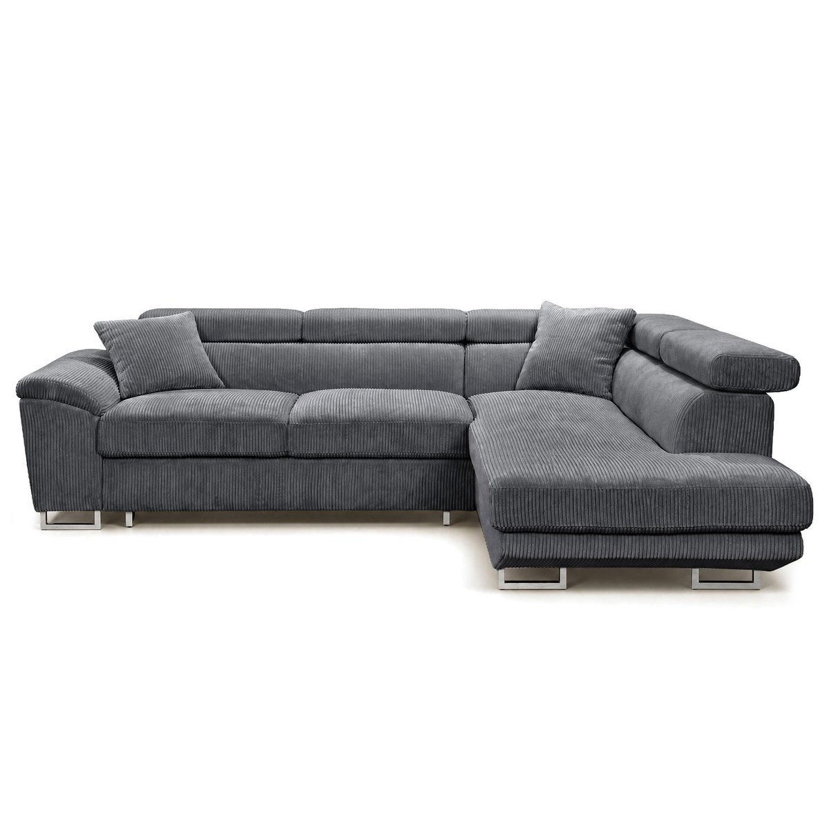 Canapé d'angle droit 5 places convertible, BAOJI gris, BEST MOBILIER
