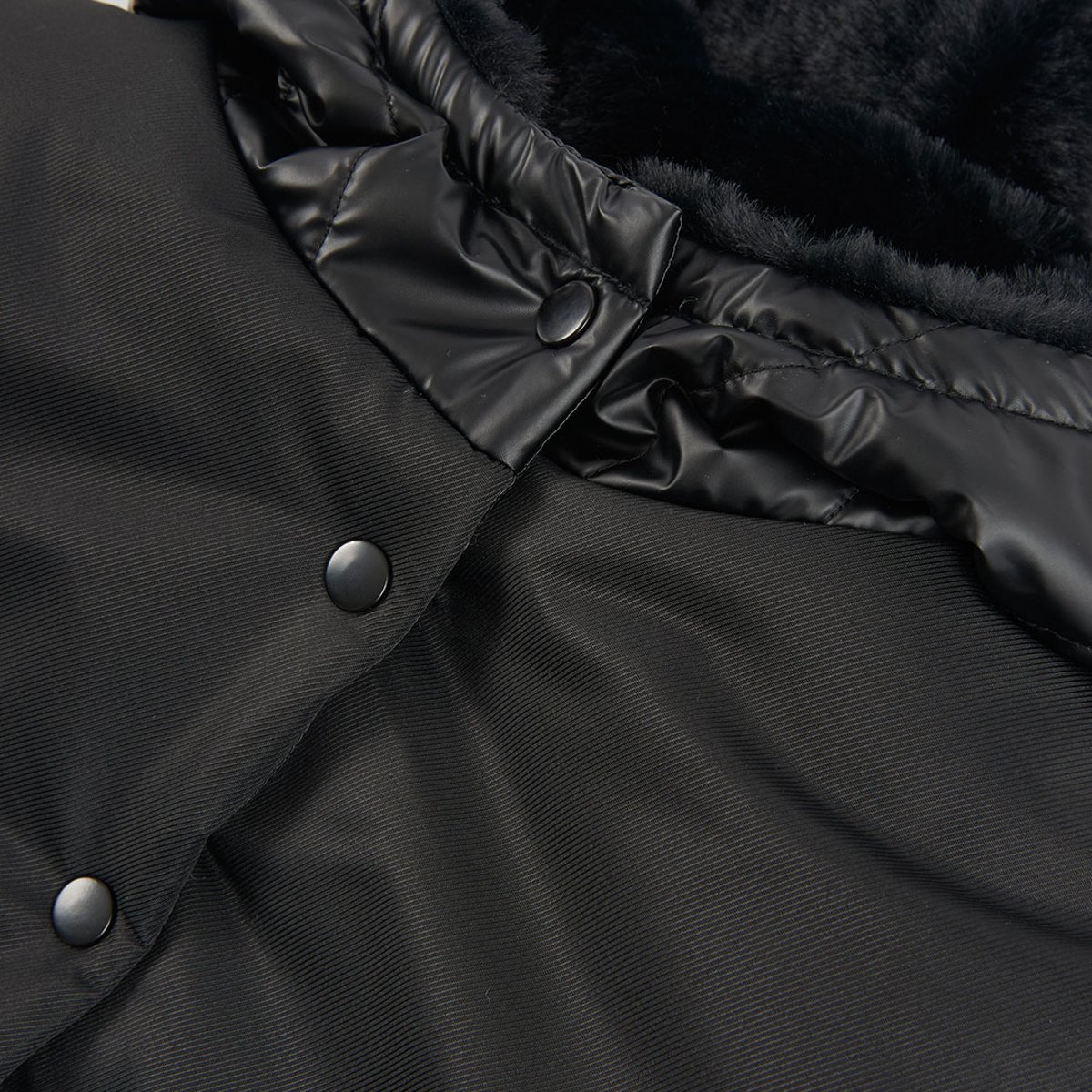 Parka fille en tissu technique à capuche noir, BOBOLI