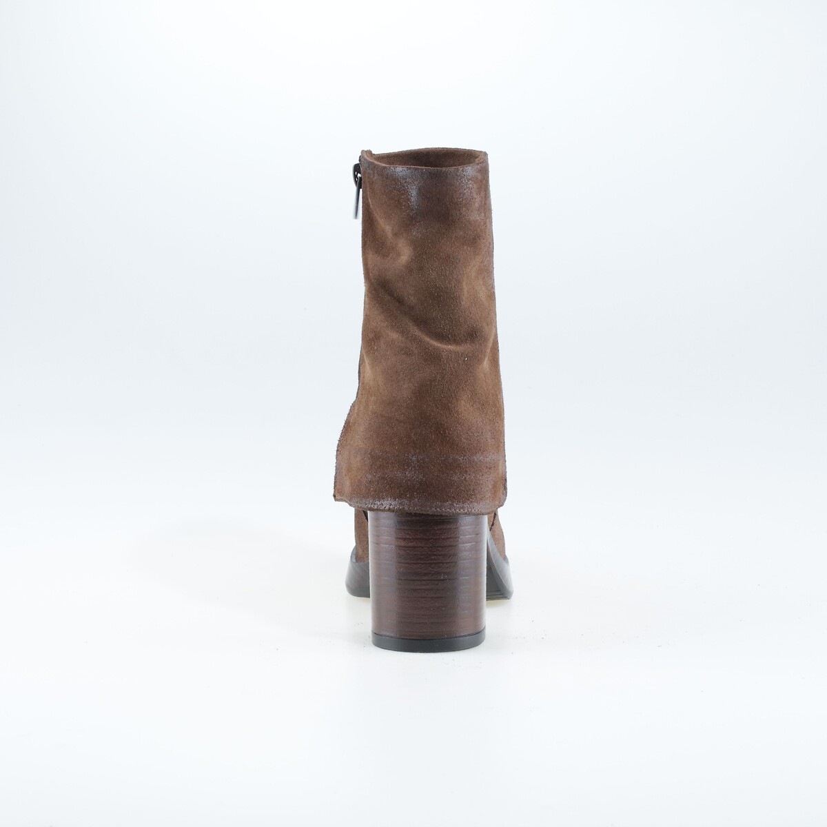 Botines de piel de dos materiales, con polaina caoba, MJUS