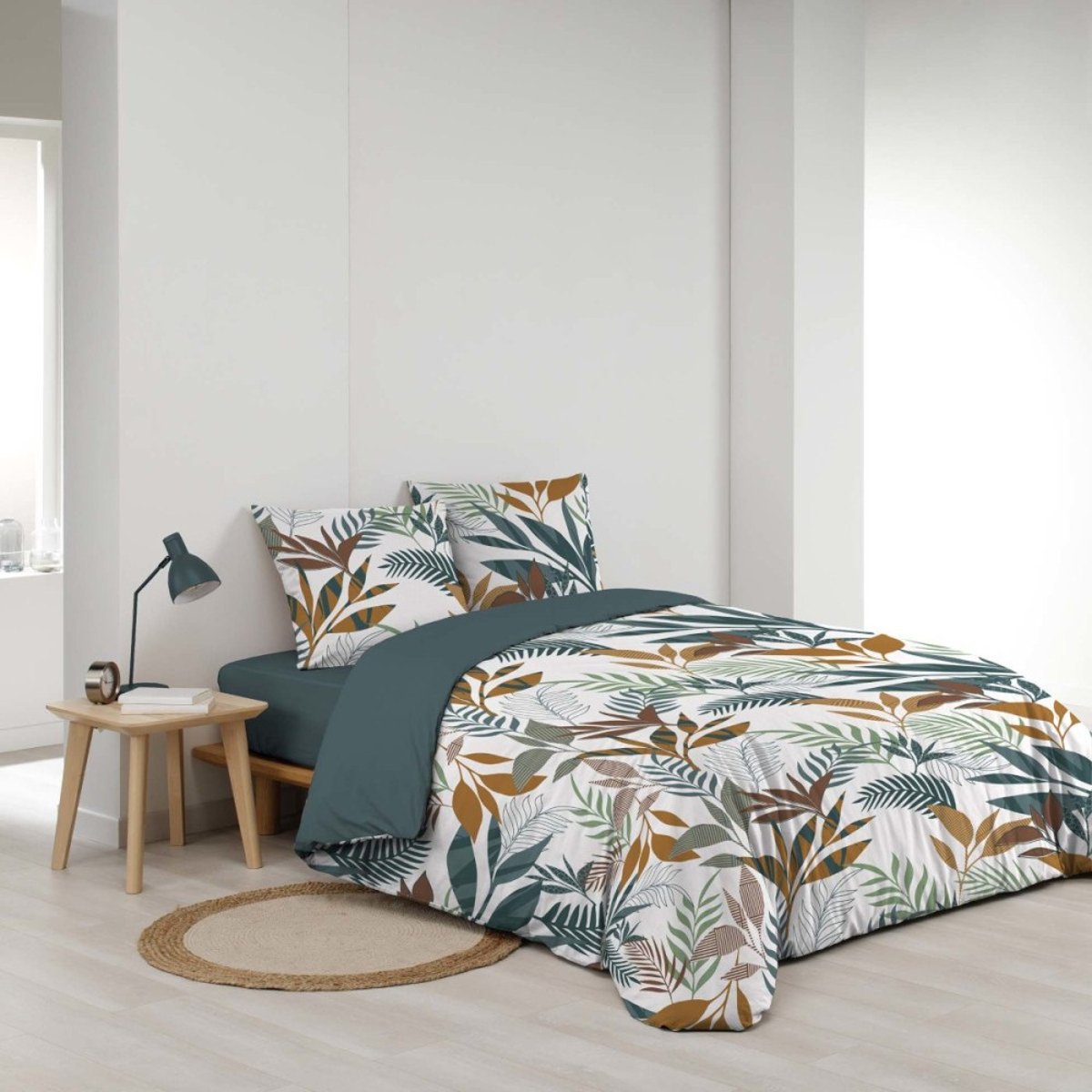 Housse de couette 240x220 + 2 taies 100% coton 57fils ASSANA vert, DECORATIE