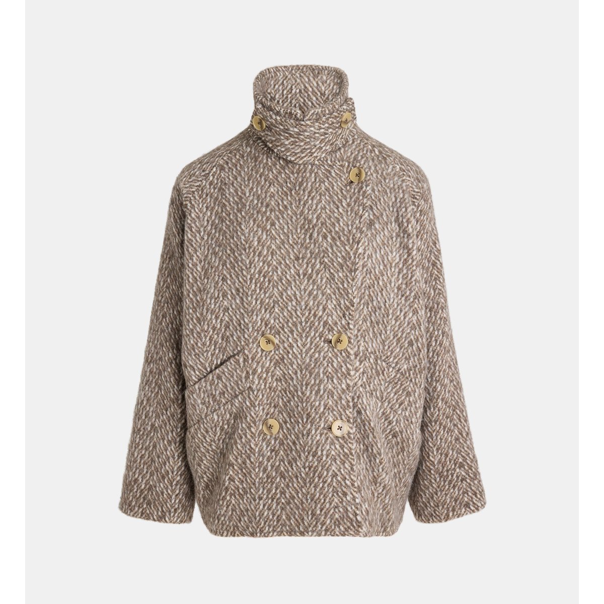 Manteau court turner chev lainé beige et marron, GALERIES LAFAYETTE