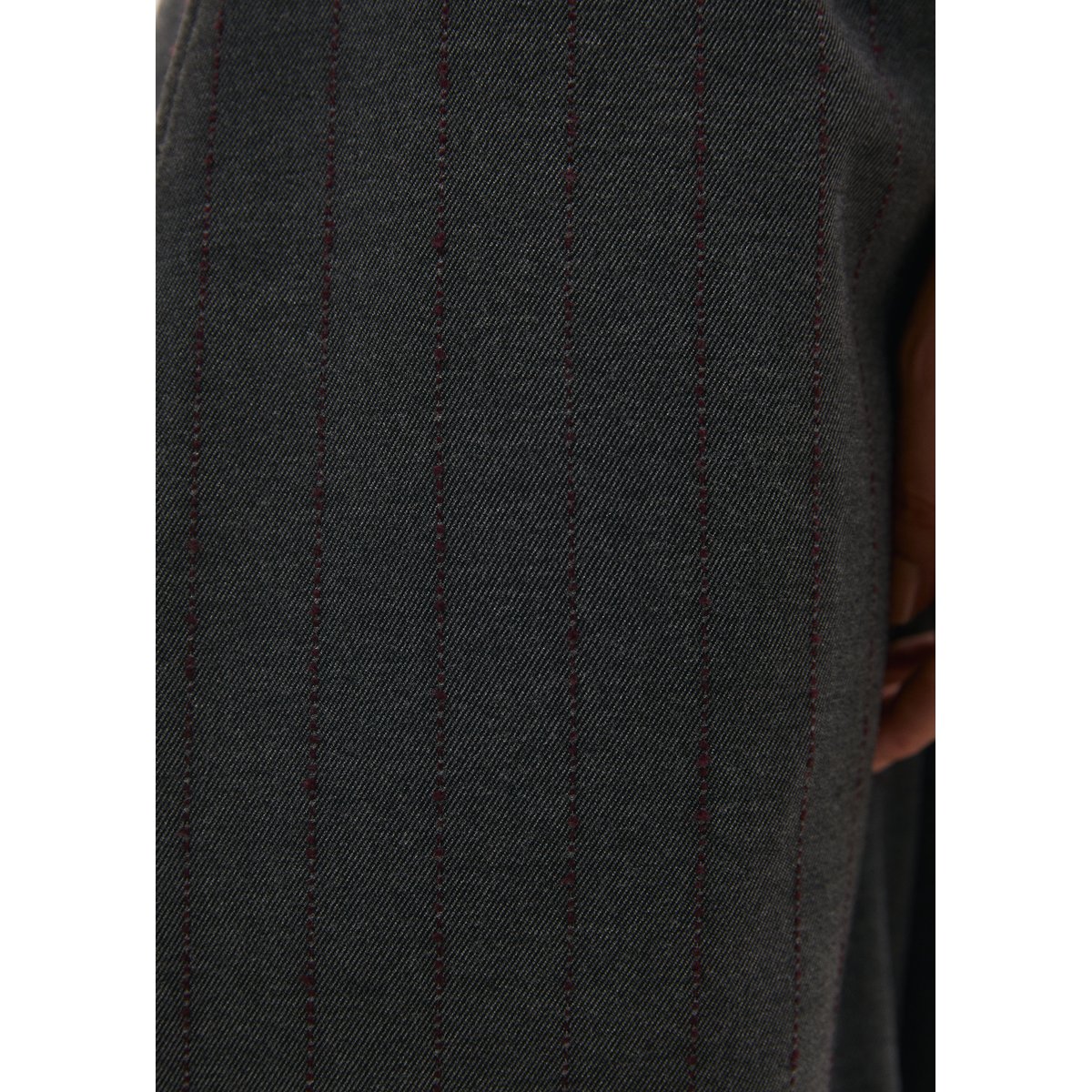 Pantalon large à rayures en flanelle anthracite/bordeaux, HUMILITY