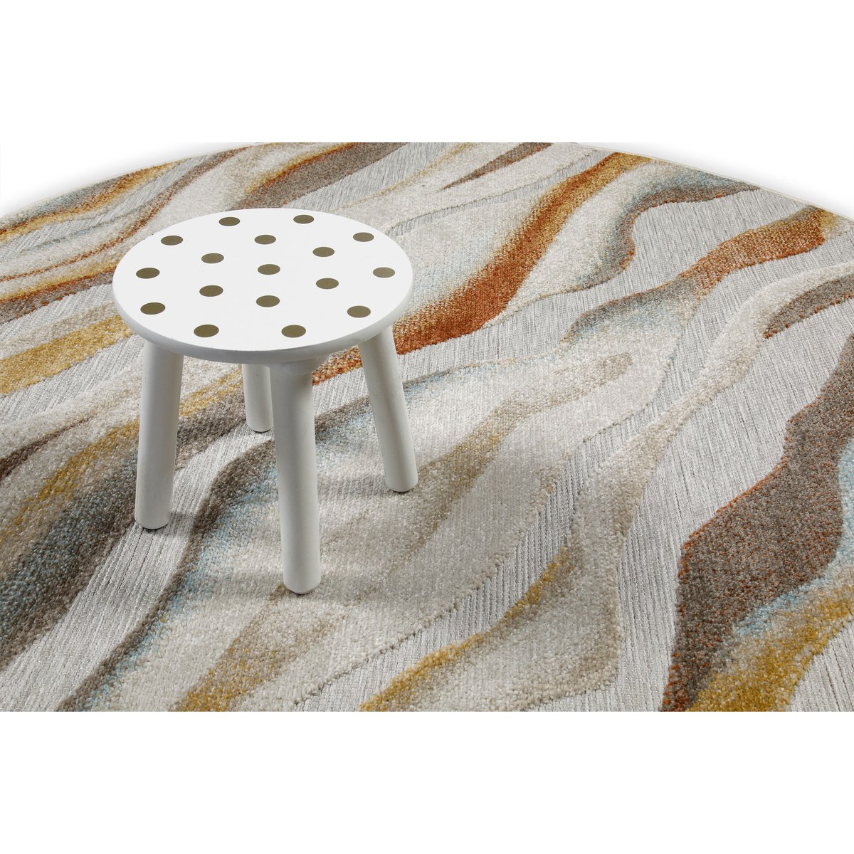Tapis rond intérieur extérieur bohème , Creek beige,jaune,rouge, WECON HOME