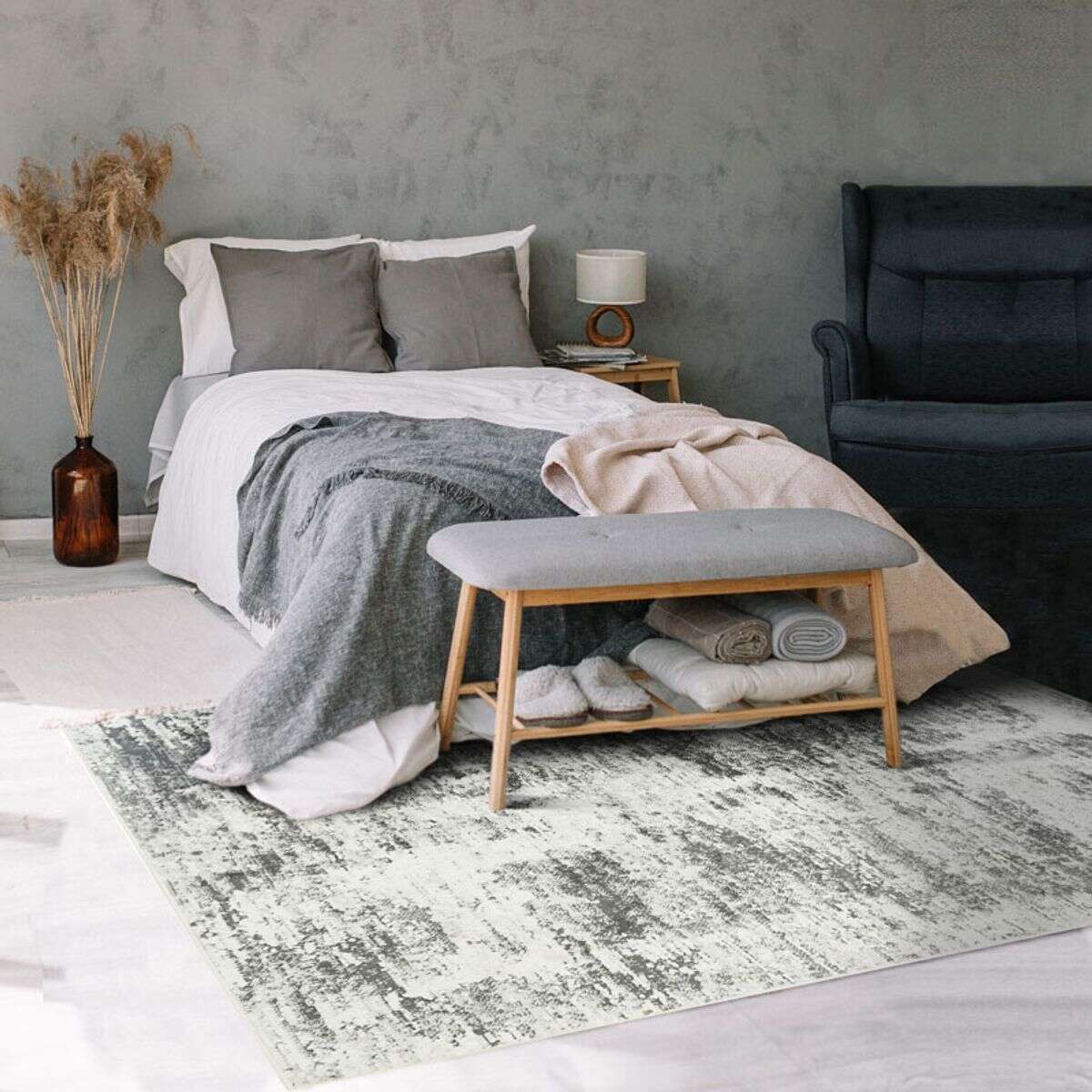 Tapis salon extra-doux brume VESTALE BRUMES gris, THE DECO FACTORY