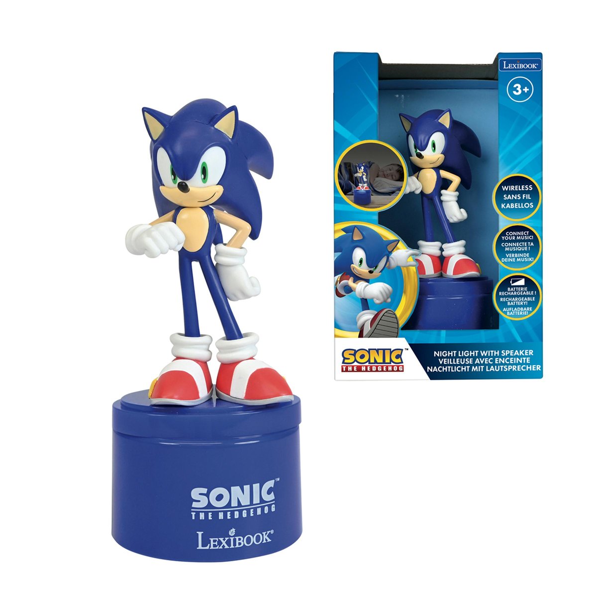 Enceinte Bluetooth veilleuse Sonic bleu, LEXIBOOK